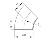 不锈钢焊接式45°弯头